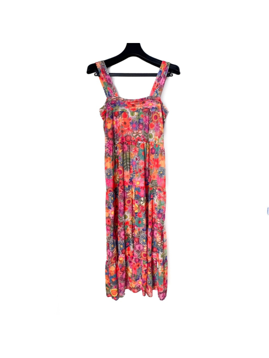 Natural Life Dresses & Skirts - Natural Life Floral Mesh Tiered Maxi Dress Sz M Boho Cottage Rainbow Calico